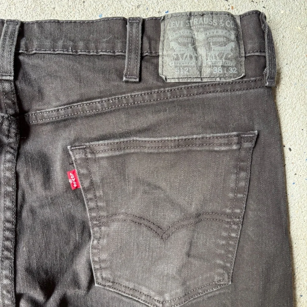 Levis 512 Slim Taper Mens Jeans 38x32 Washed Black Denim Pants
